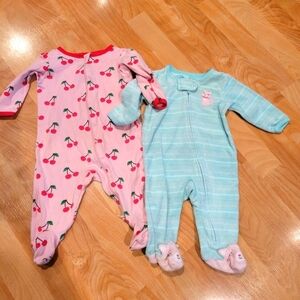 Baby girl long sleeve footie onesie bundle size 3-6 months